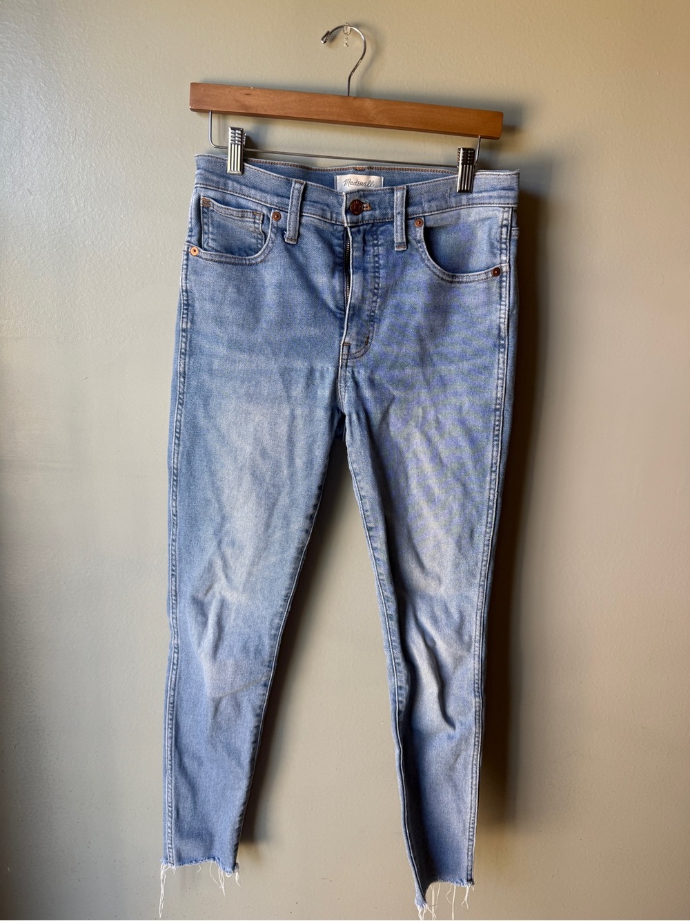 Madewell High-Rise Skinny Jeans Light Wash Raw Hem Denim – Size 29